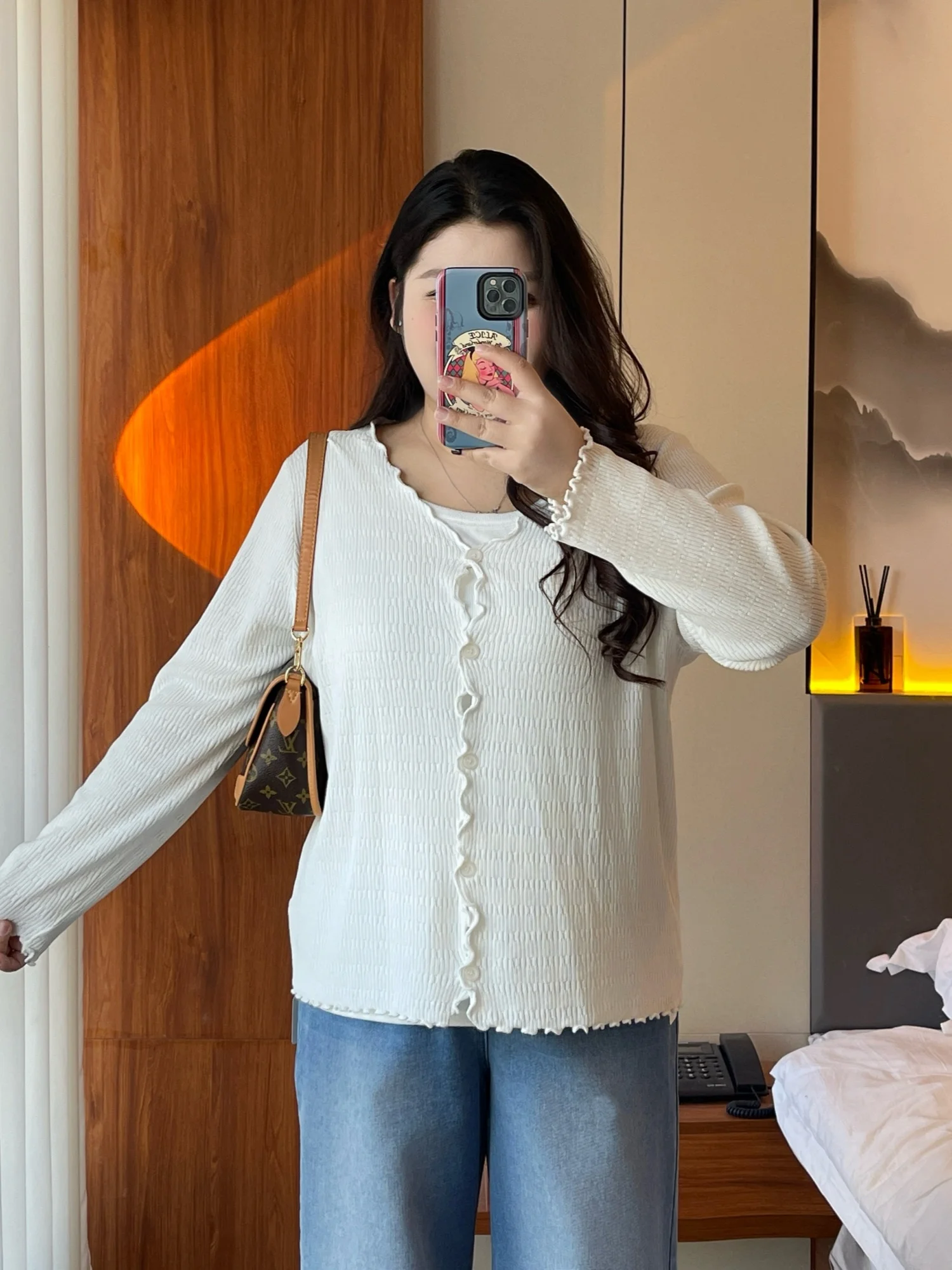 

plus Size Women's V-Ne Open Cardigan Spring Comfortable Loose Fit Versatile Casual Knitwear Straight Cut for All Body pes
