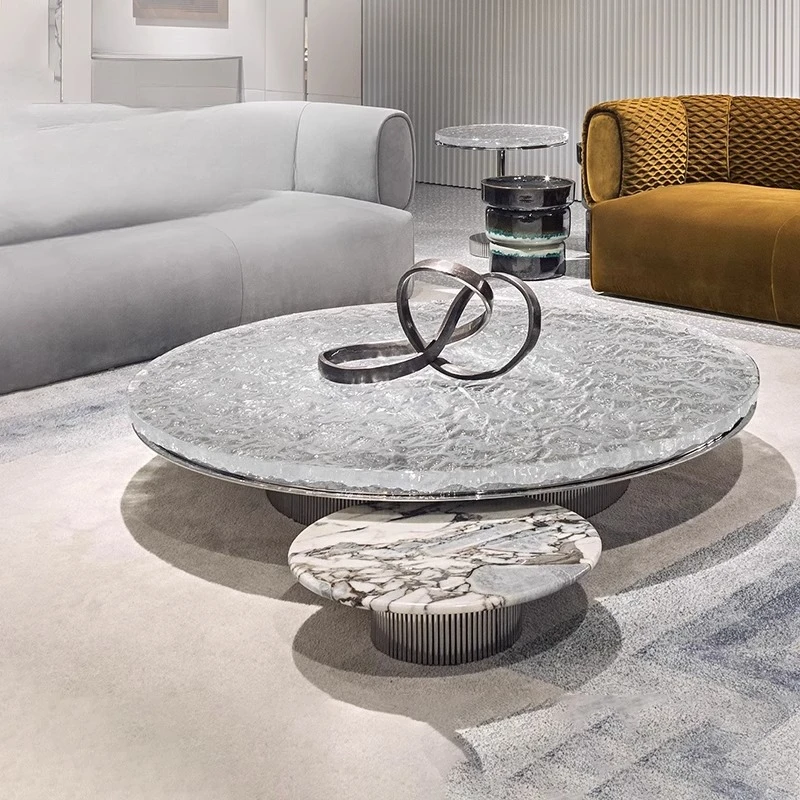 

Coffee table water ripple living room round acrylic small tea table