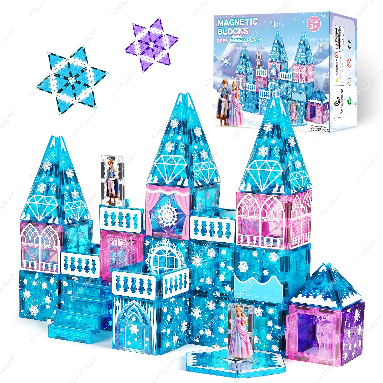 

48-компонентная головоломка с магнитными окнами серии «Принцесса и принц Лед и снег» — развивающая игрушка для детей, магнитные строительные блоки, микросхема