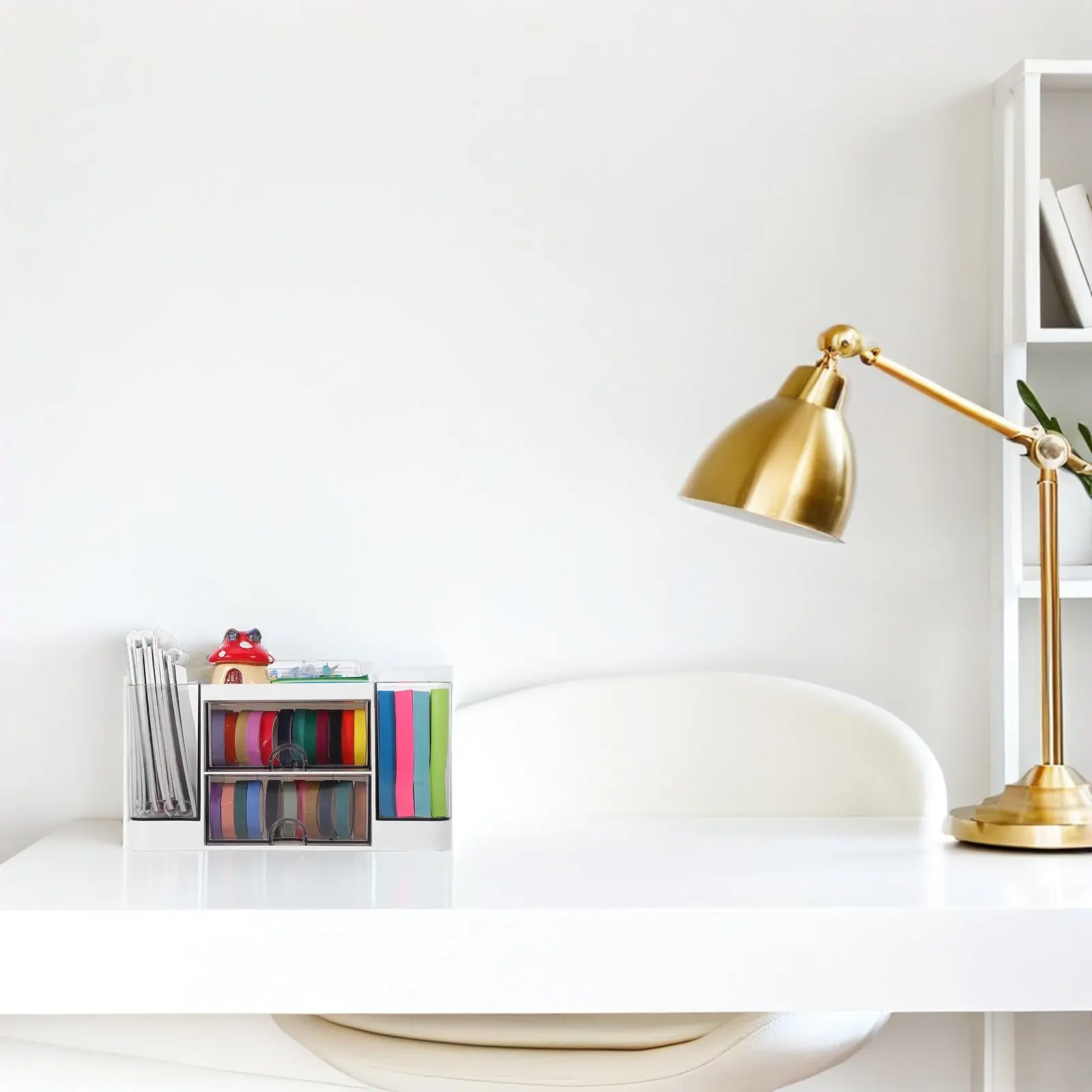 

Clear Desktop Storage Box Transparent Drawers Large Capacity Plastic Organizer for Office Home School Stationery Files Small