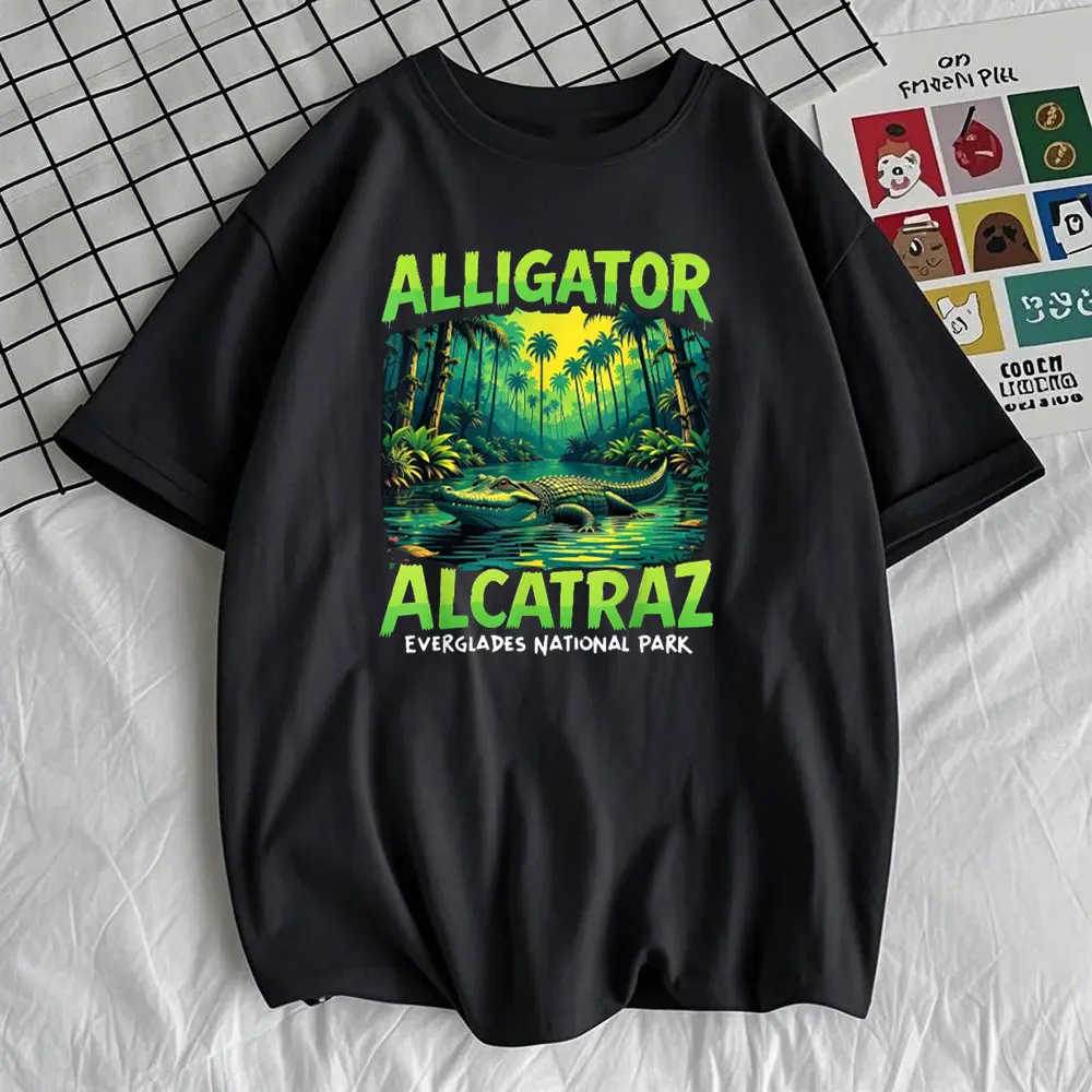 Funny Meme Florida Everglades Alligator Alcatraz Men Women T-Shirt Y2k Short Sleeve T-shirts Unisex Cotton Tops Street Fashion