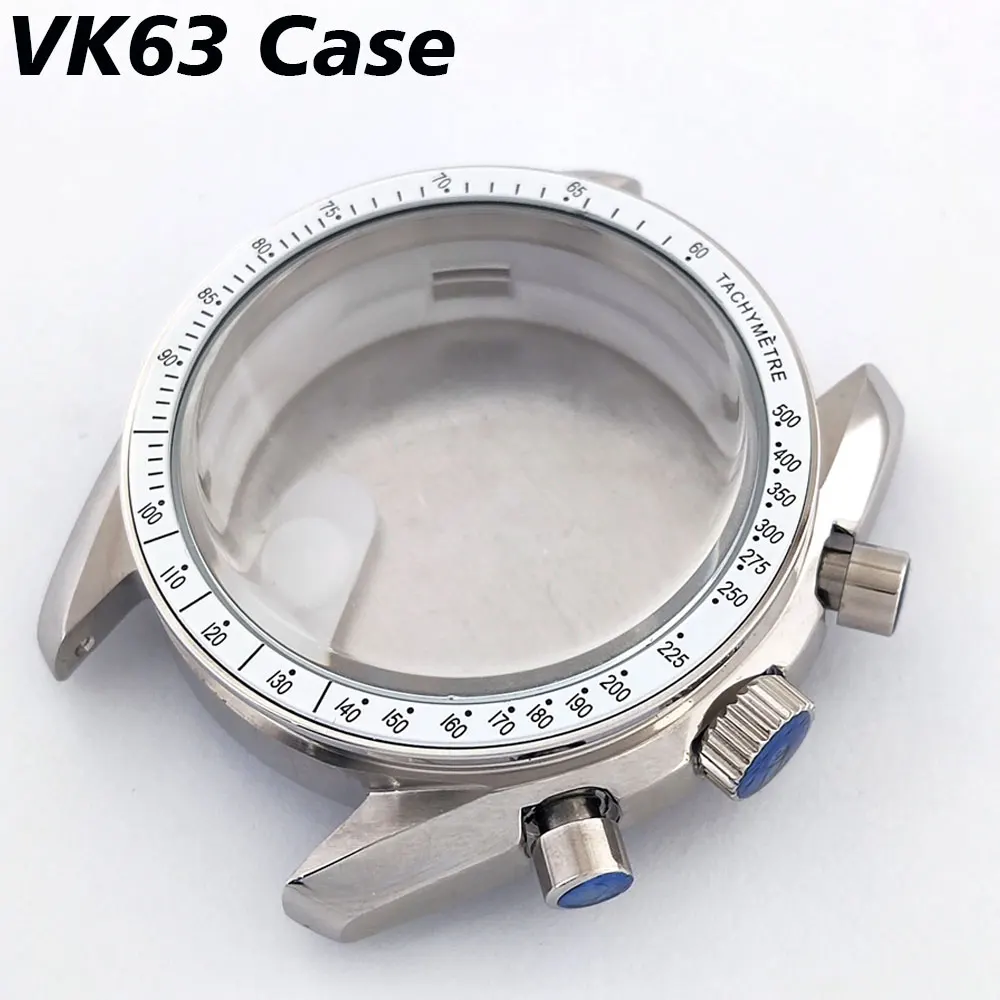 Vk63 Gehäuse Silbernes Uhrengehäuse Edelstahl Japanisches Quarz-Chronographen-Gehäuse Passend als Ersatzteil für Uhren mit Vk63 Uhrwerk