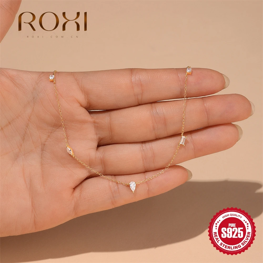 روكسي 925 لتقوم بها بنفسك تصميم تتحرك السحر الاسترليني قلادة فضية الوجه سلسلة قلادة مشبك قفل النساء مجوهرات الخطوبة هدايا #1