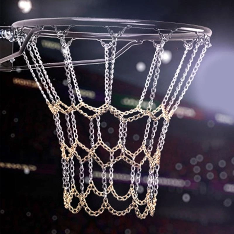 Metal Chain Basketball Net 12 Hook Rustproof Training Basketball Targets Net