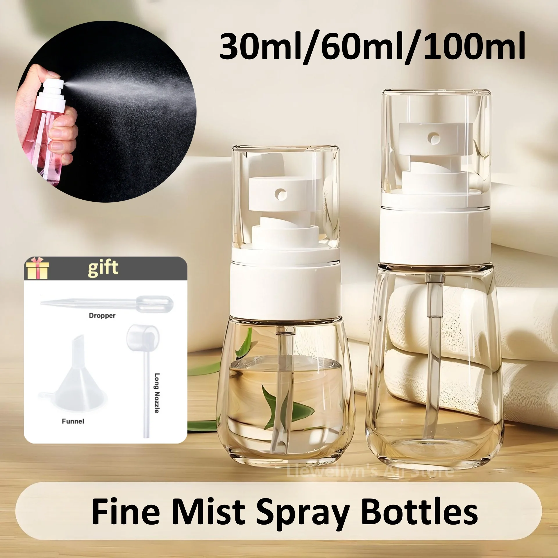 30/60/100ml Refillable Spray Bottles Fine Mist Spray Alcohol Atomizer Liquid Containers For Hair Face Water Mini Travel Access