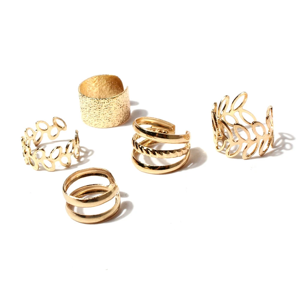 5pcs Gold Ear Bone Clip Women Fashion Trend Wind Personalized Gold Plated C Shaped Hollow Ear Clip