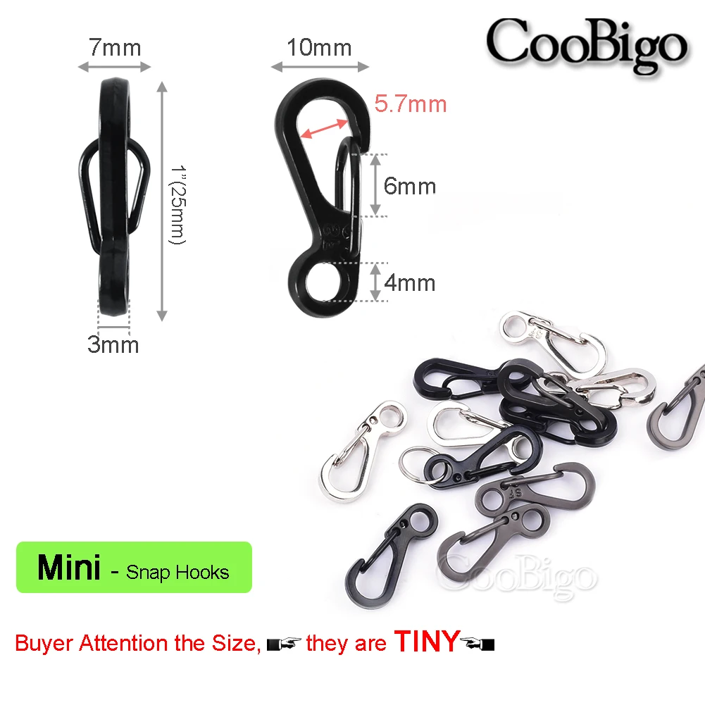 10pc Mini Carabiner Clip Metal Spring Snap Hooks Paracord Lanyard Hanging Clips for Keychain Backpack Bottle Outdoor Accessories