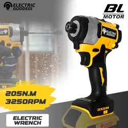 Electric Goddess DCF850 205N.m Cordless Impact Driver Tool Brushless Impact Drill Tool For Dewalt 20V Battery Pin