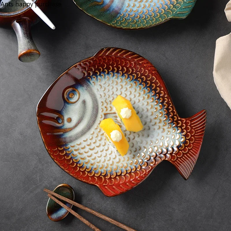 Fish Shape ceramic Dinner Plate Sushi Plates Fruit Tray Salad bowl Soup plate Steak plates Sashimi disc Dessert bowl snack dish