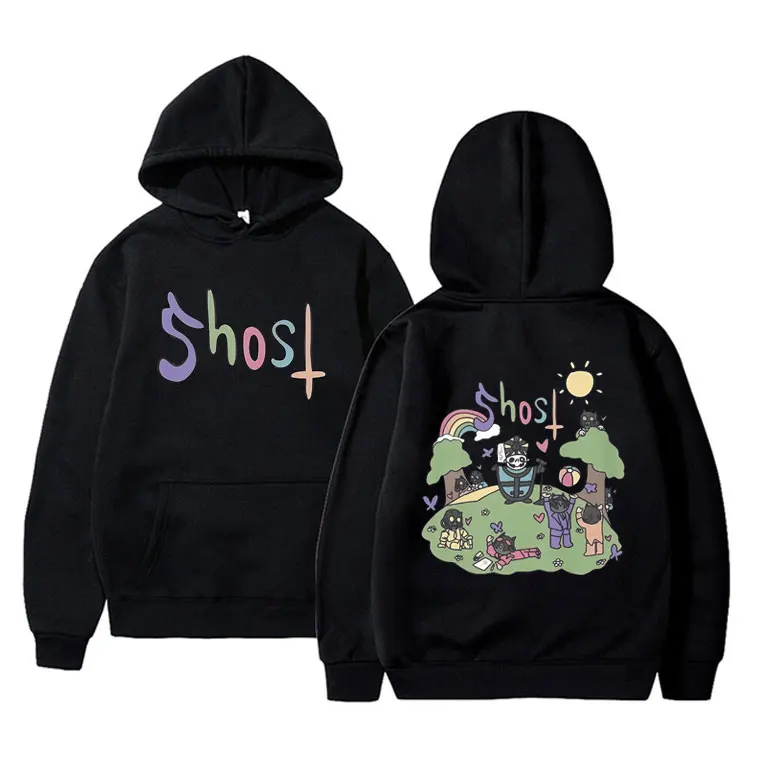 Rock Ghost Band Cartoon Style Graphic Hoodie Men Women Gothic Vintage Rock Metal Oversized Hoodies Man Fleece Cotton Sweatshirt