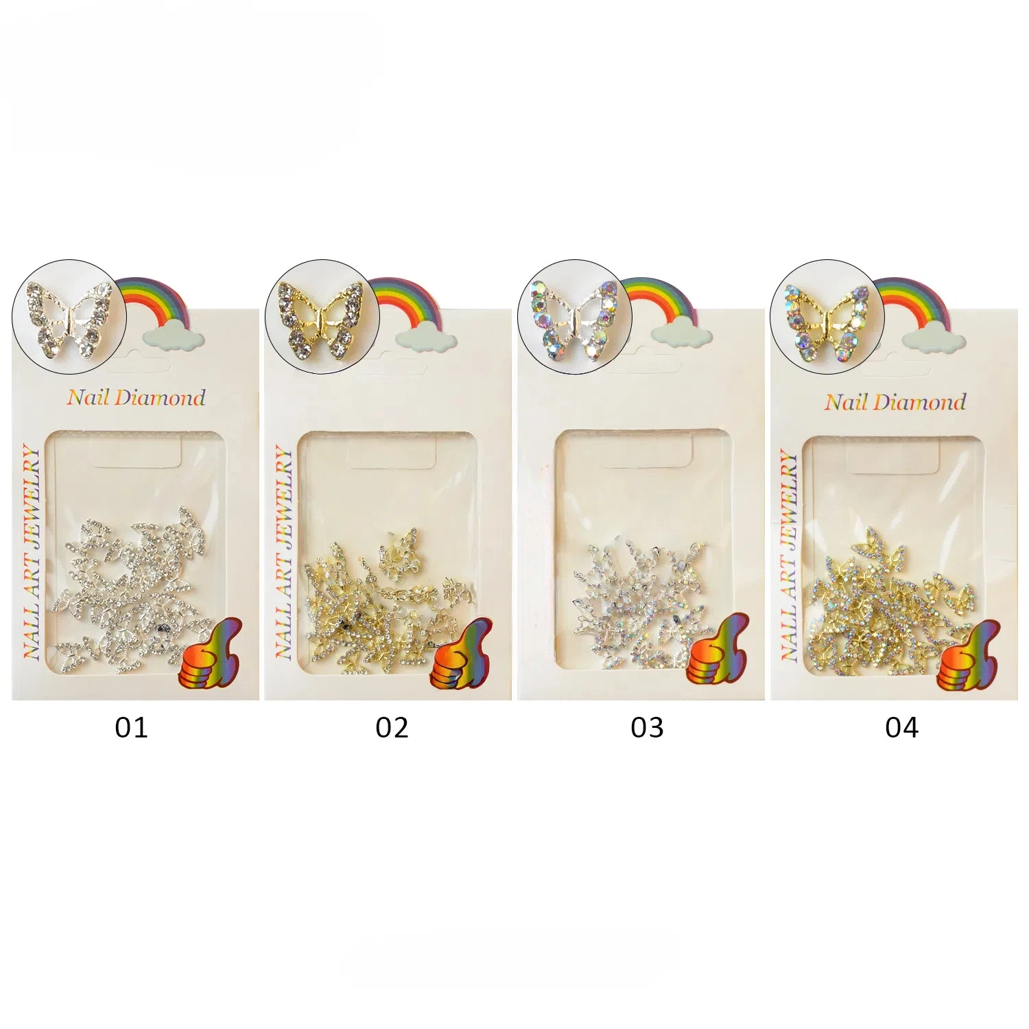 30pcs Alloy Butterfly Nail Charms  Luxe Metal DIY Butterfly Irregular colorful Rhinestone Decor Hot Fashion Manicure Accessories