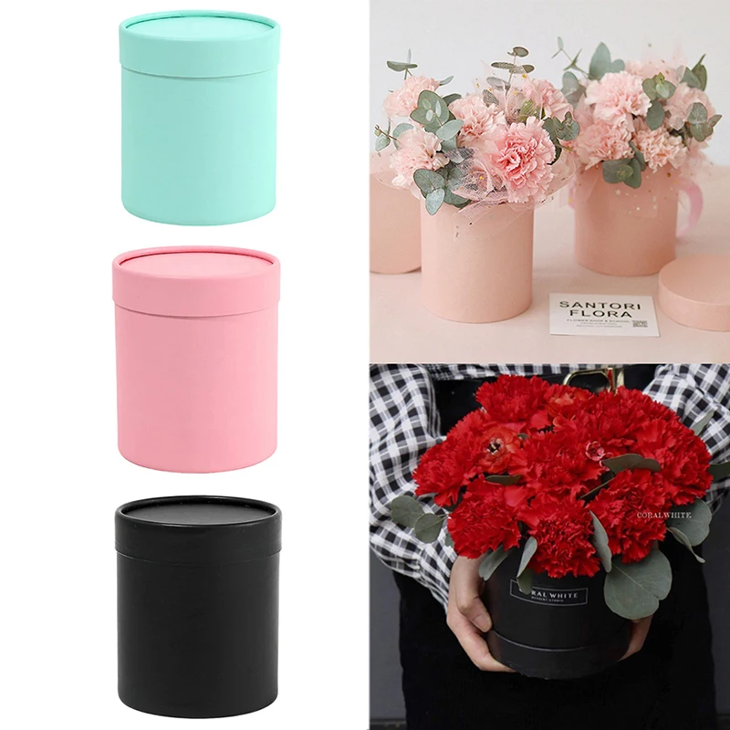 Flower Box 12cm Round Cardboard Gift Boxes Wedding Party Rose Flower Packaging Decoration Valentine's Day Gifts Supplies