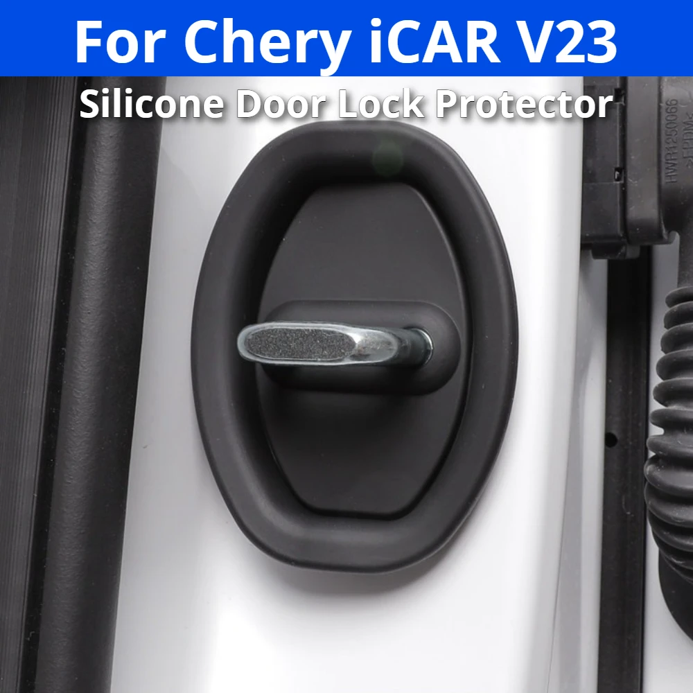 For Chery iCAR V23 Door Latch Protector Silicone Shock Absorbing Buffer Pad Thickened Anti-collision Sticker Interior Mod