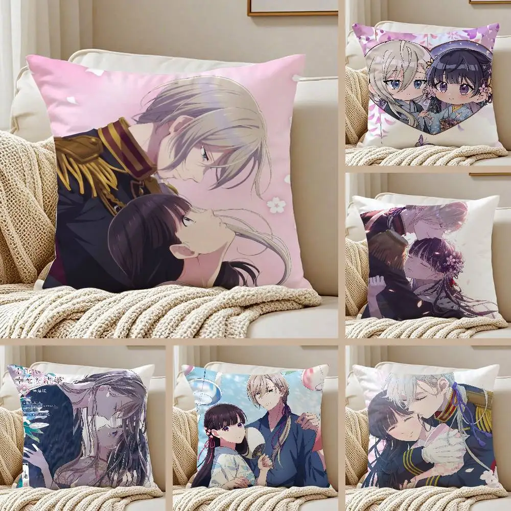 Anime Kwaii My H-Happy Marriage Kissenbezug, Anti-Dustmite, unsichtbarer Reißverschluss, Schlafsofa