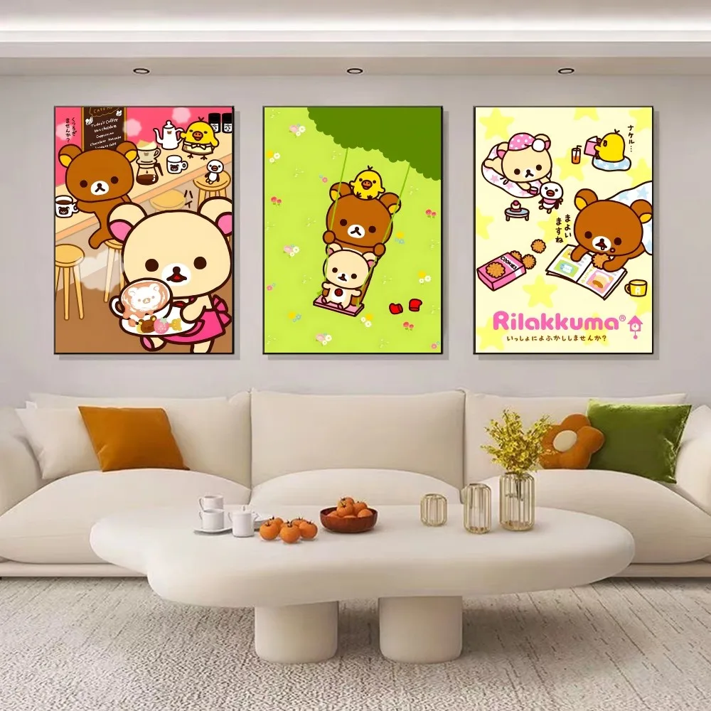 Cute Cartoon R-Rilakkuma Poster Kraft Paper Vintage Poster Wall Art Painting Study Aesthetic Art Small Size Wall Stickers