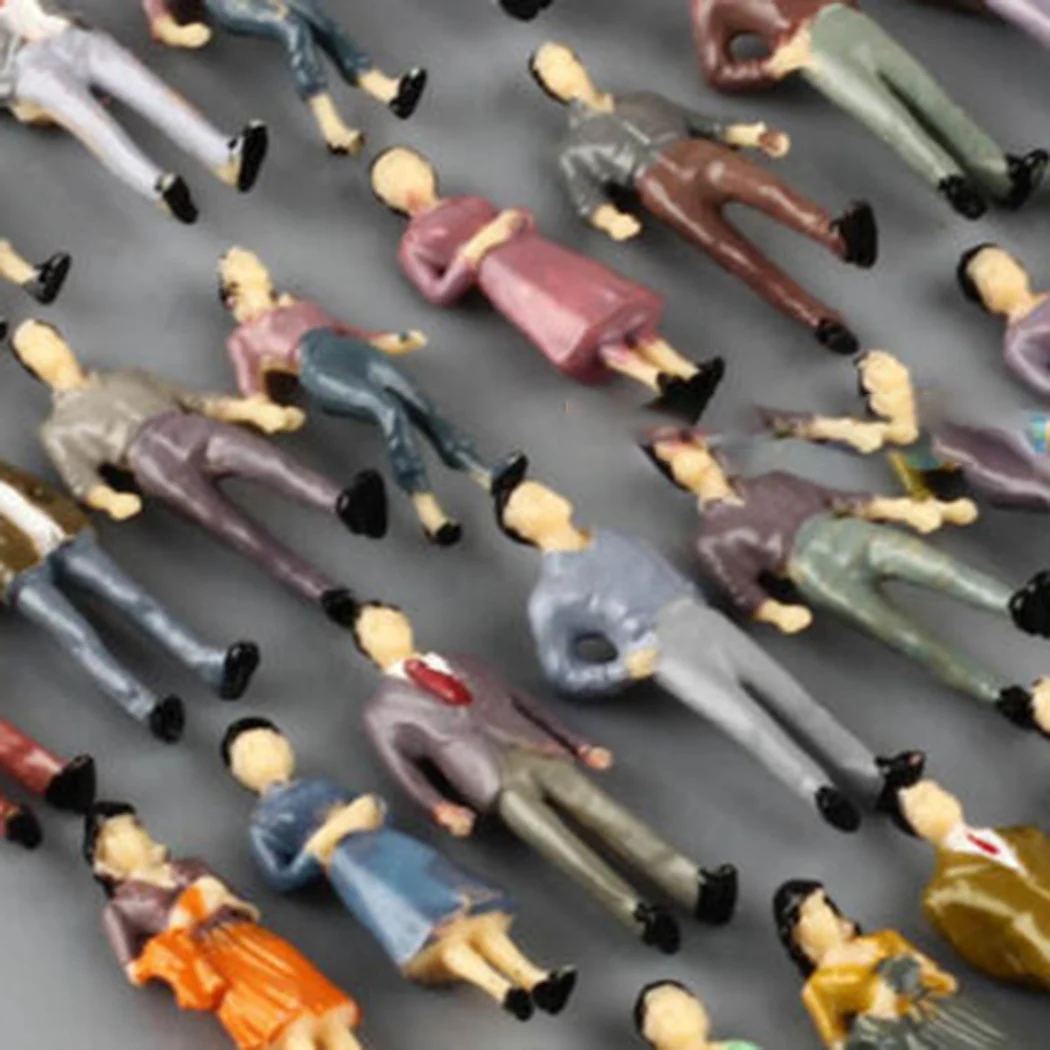 50Pcs 1:50 Scale Model Miniature Figures N Scale Painted Scenes Modelling People +6 Bench Train Railway Layout  Model People