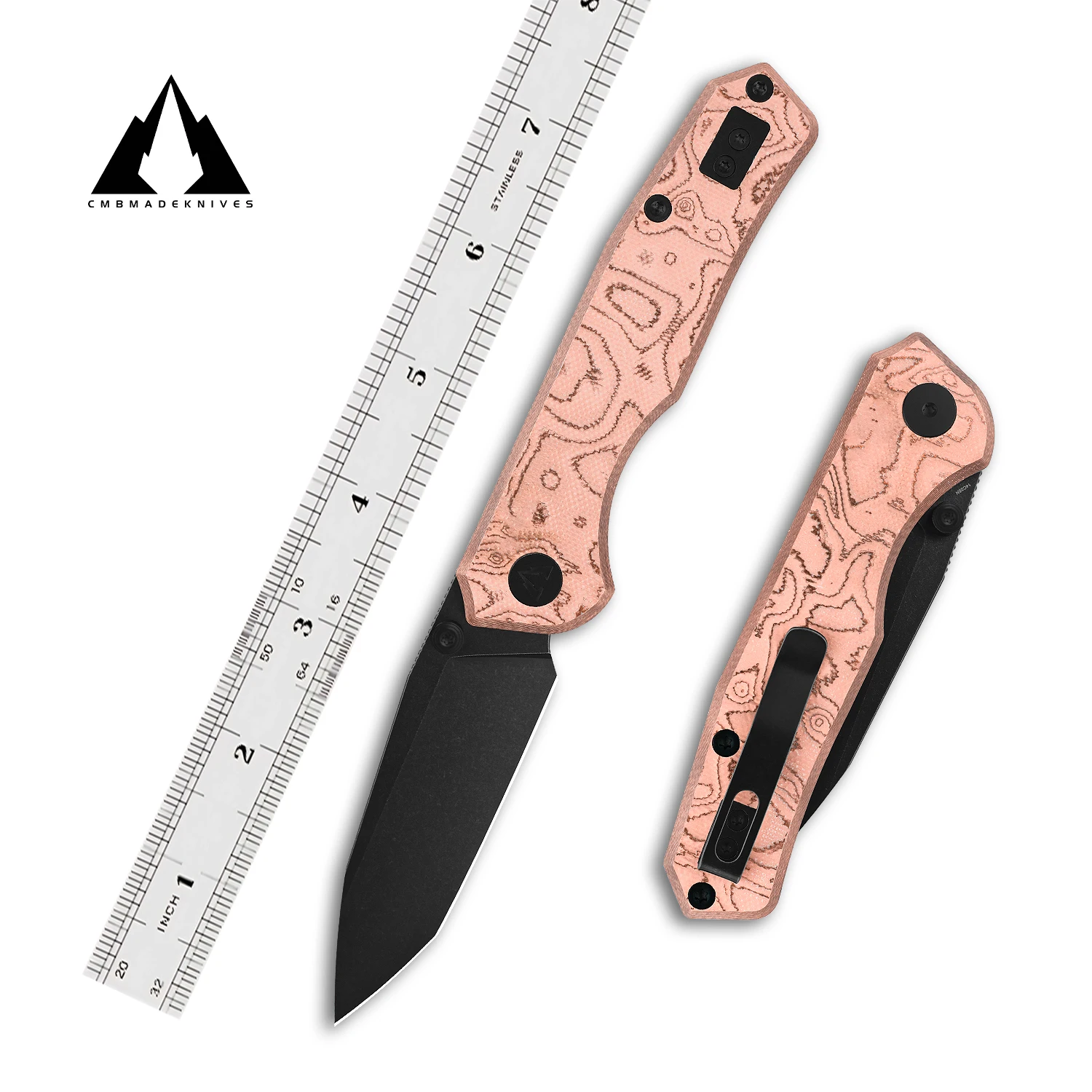 

Складной нож CMBMADEKNIVES Explorer V2 с рукоятью из медной фольги и лезвием из стали 14C28N для выживания, кемпинга и активного отдыха, EDC CMB-22B