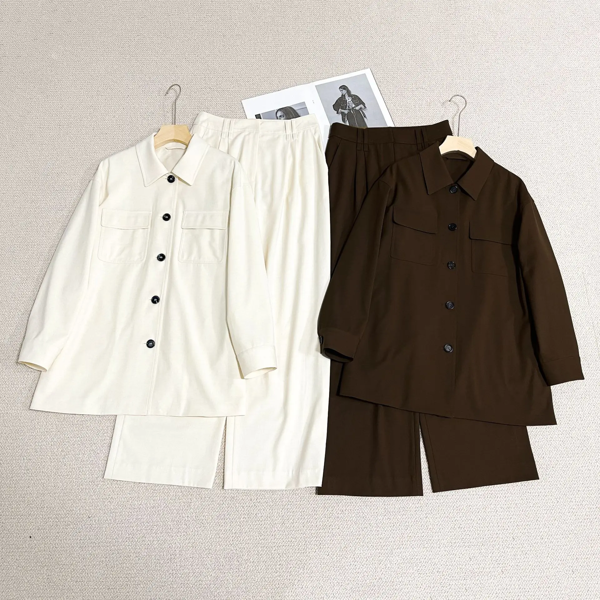 

Light Luxury Autumn High Quality New Slim Fit Waisted Mid-Length Woolen Coat Trousers For Women