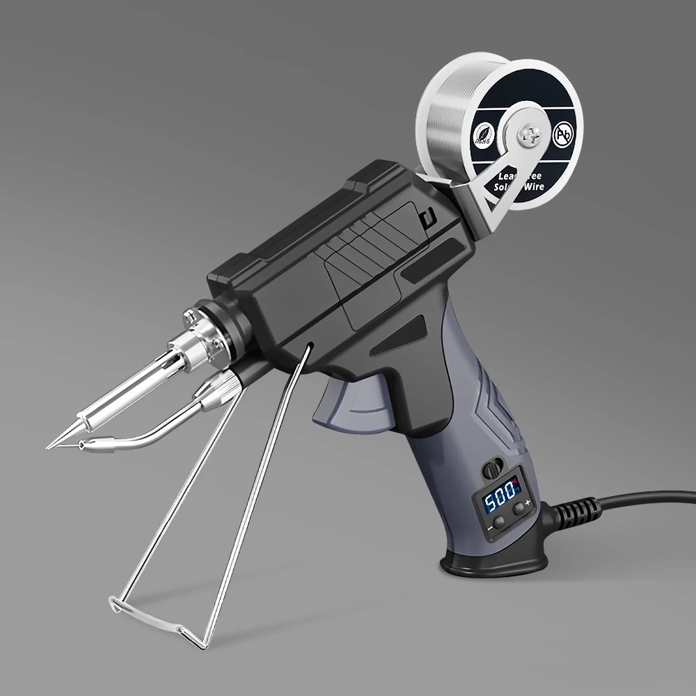 

Комплект паяльника с ЖК-дисплеем, 60 Вт, паяльник, термопоглощающий ручной пистолет, регулируемая температура, автоматическая отправка оловянного пистолета