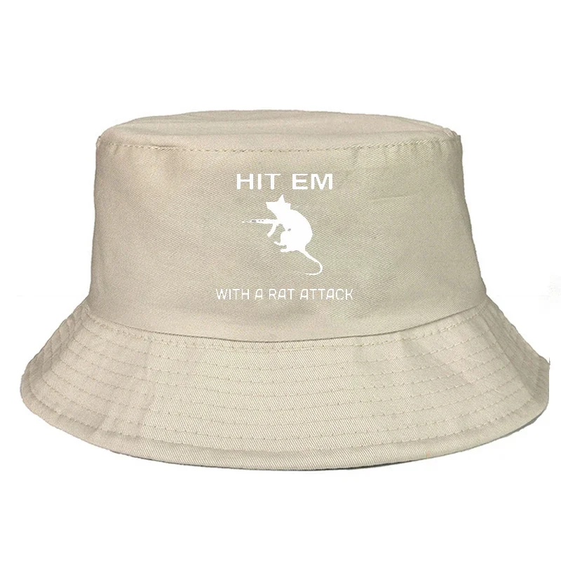 HIT EM With A Rat Attack Fisherman Cap Harajuku Streetwear Woman Man Harajuku Unisex Hip Hop Daily Vintage Casual Panama Hats