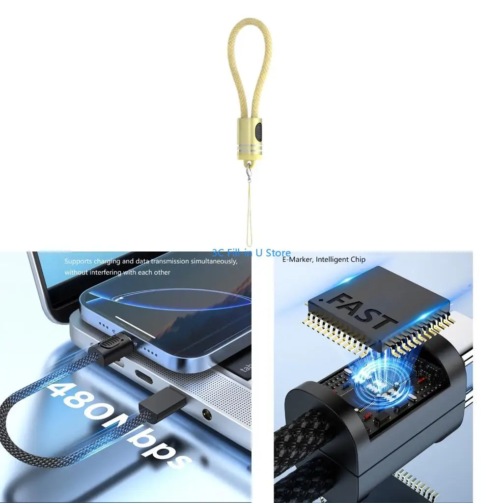 G8TA Braided USB C To USB C Charging Cord 60W Power Delivery Keychain Cable For Mobile Devices Power Cord