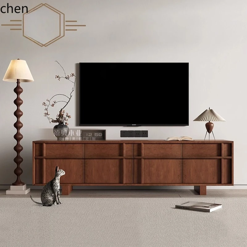 

ZML TV cabinet living room retro storage locker villa model room homestay floor-to-ceiling low cabinet