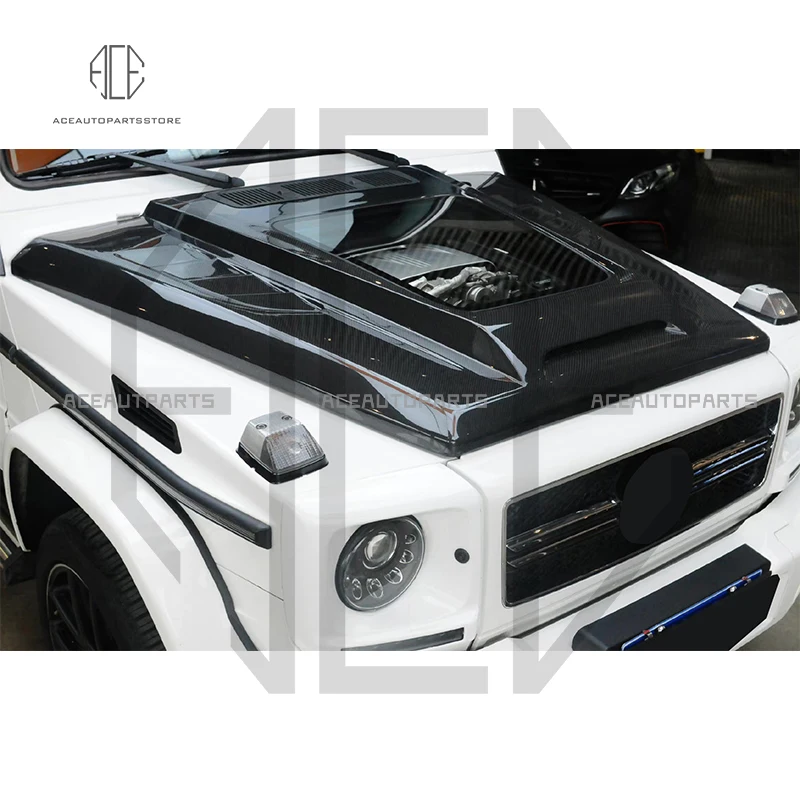 High Quality Carbon Fiber Engine Hood Transparent Bonnets For Mercedes-Benz G Class W463 G500 G55 G63 Car Styling 2004-2018