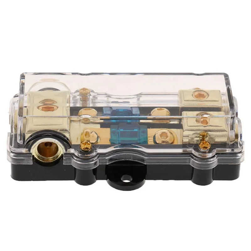 A48P-3X Power Distribution Block (2 Way) 4/8 AWG Gauge AGU Fuse Holder Distribution Block 4 Gauge In To (2) 8 Gauge Out view 3