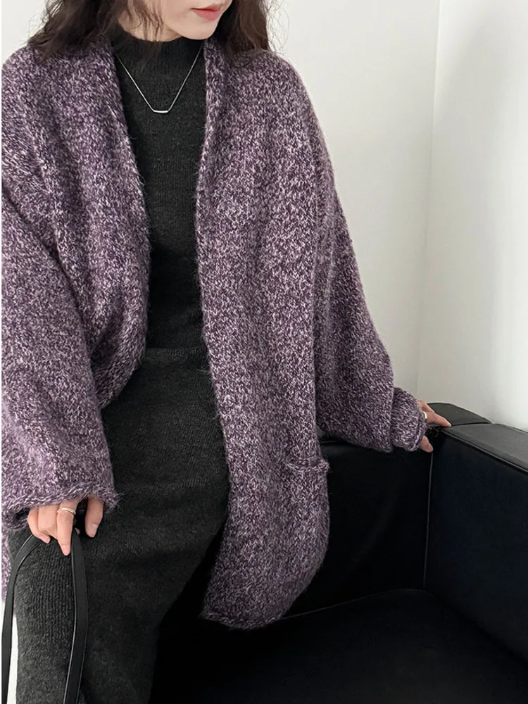 سترة محبوكة بجيب فضفاض راقي من WHTREND للنساء معطف سترة فضفاض سميك جديد للشتاء #4