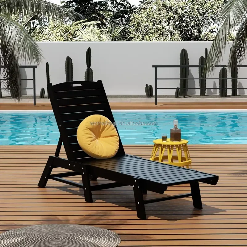 Cheap Commercial Furniture Outdoor Waterproof Hotel Foldable Patio Custom Sponge Wood Garden Beach Sunbed