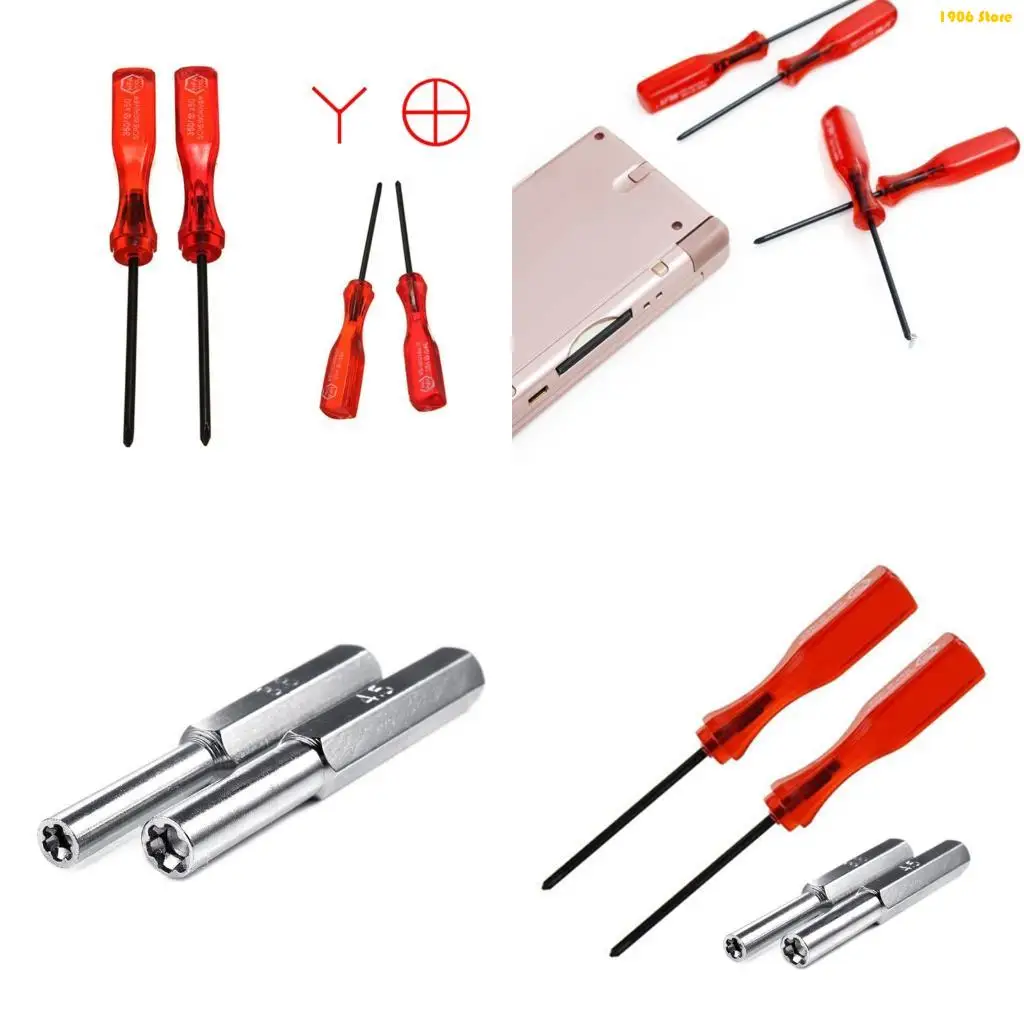 

U1JB 3.8mm/4.5mm/2.0mm +/2.5mm Y Screwdriver Tool 4pcs for Retro Game System Maintenance Console Memory Card Maintenance