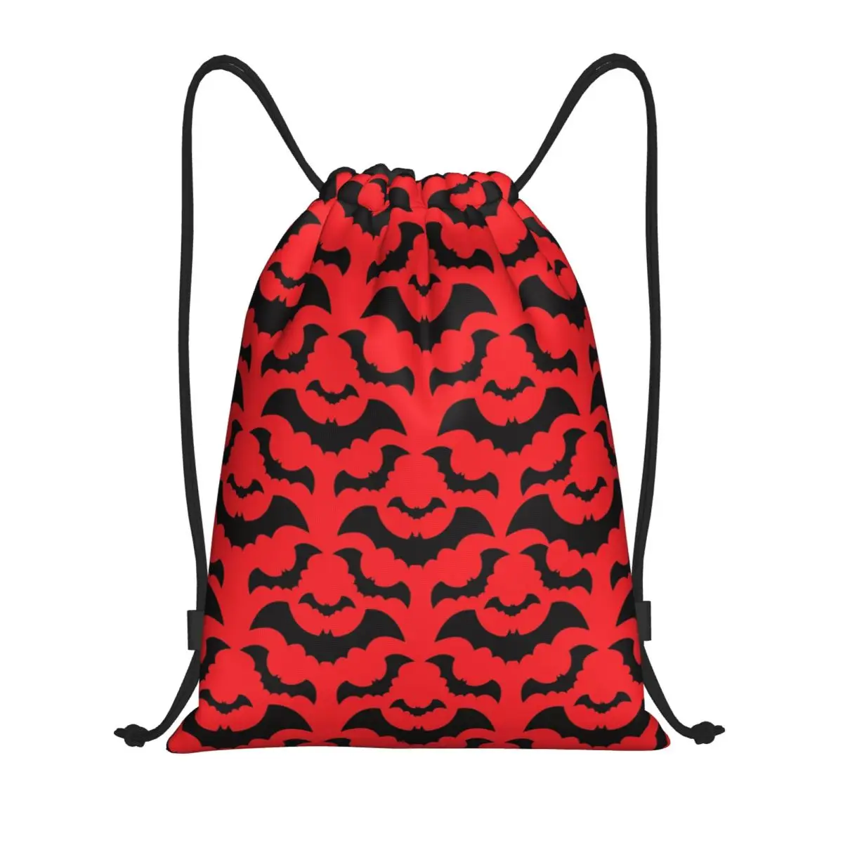 Custom Gothic Witch Bats Pattern Drawstring Bags for Shopping Yoga Backpacks Women Men Ghost Halloween Sports Gym Sackpack