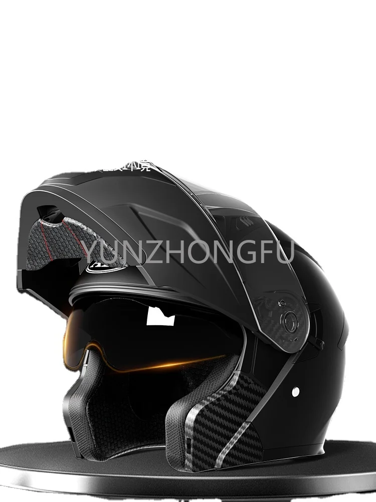 3C certified electric motorcycle helmet for men and women, full helmet for autumn and winter warmth and anti fog, uncovered