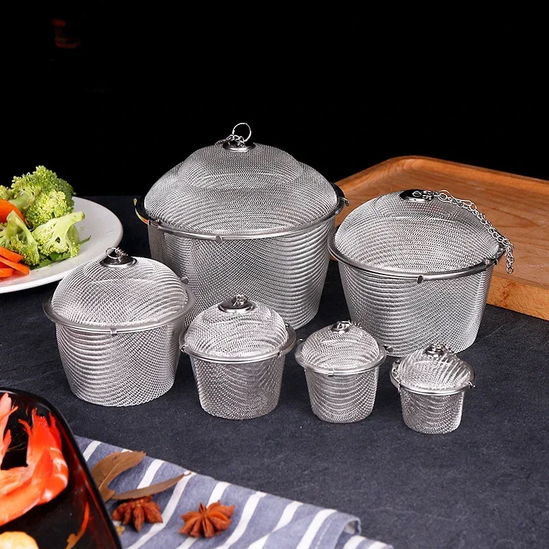 Reusable 304 Stainless Steel Tea Ball Strainer Mesh Herbal Infuser Filter Tea Leaf Spice Tea Strainer Boil soup for Teapot
