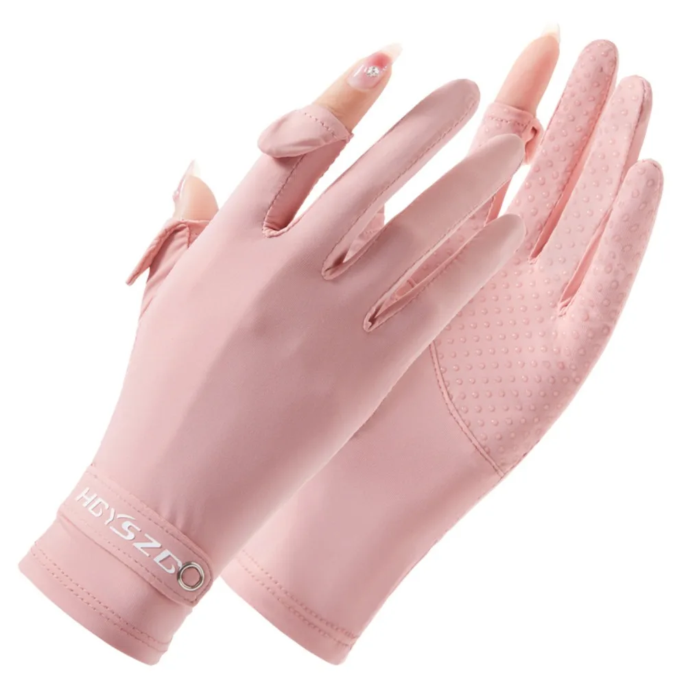 Fashion Thin Ice Silk Gloves Breathable Anti-Slip Sunscreen Gloves Mittens Touchable Screen Sun Protection Gloves Female