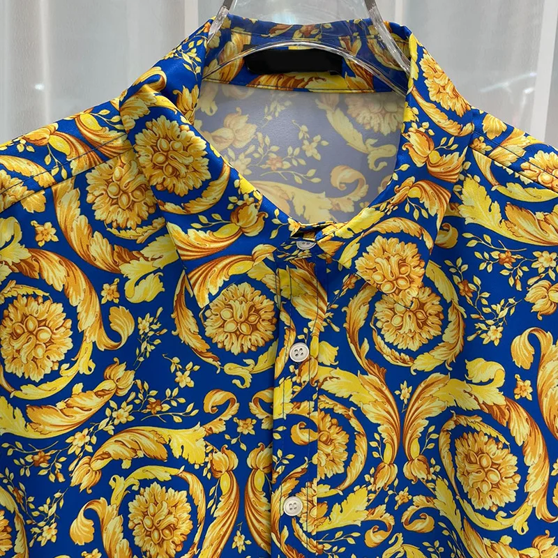 Luxury Royal Shirt Men Casual Slim Fit Full Mens Social Paisley Floral Printed Shirt Manga Longa Prom Party Shirts Chemise Homme