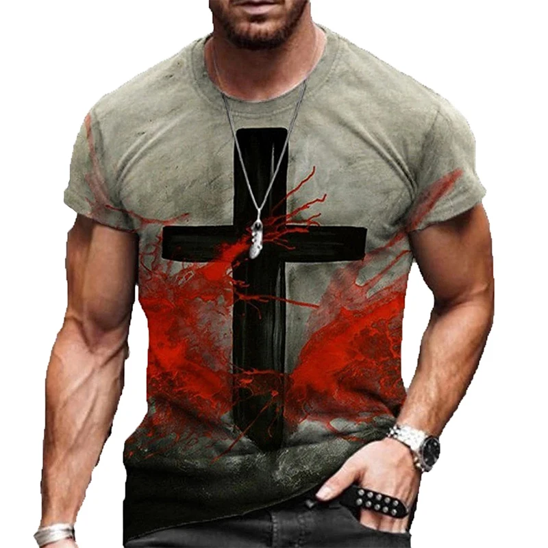 Jesus Christ Graphic T Shirt Cross 3D Print Men Woman Short Sleeve T-shirts Fashion Streetwear Harajuku Kids Tops Tees Clothing