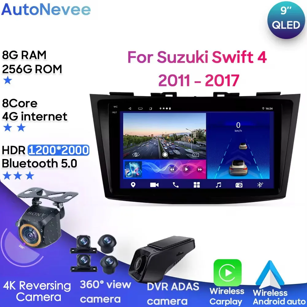 

Мультимедийная магнитола 2K для Suzuki Swift 4 2011 - 2017 с GPS-навигацией для Carplay Android Авто BT сенсорный экран 2din без DVD