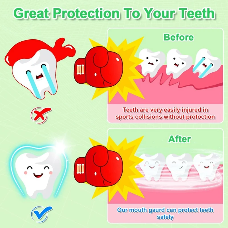واقي فم الشباب للأطفال ، واقي فم كرة القدم ، إيفا ، قطعة فم من مادة آمنة على الغذاء مع حقيبة محمولة ، متين ، سهل الاستخدام ، 5 عبوات