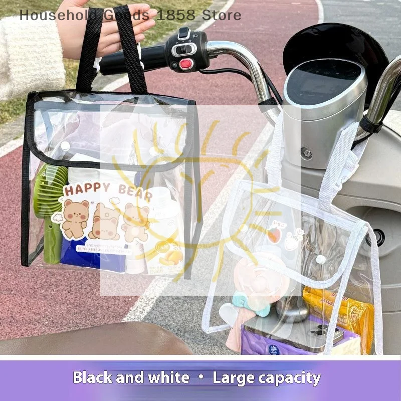 1pc Electric Vehicle Front Waterproof Hanging Bag PVC Transparent Motorcycle Storage Pocket Riding Storage Bag