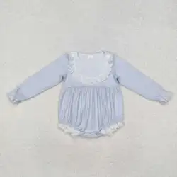 new rts infant girls fall rompers wholesale boutique girls lace blue plaid onesize