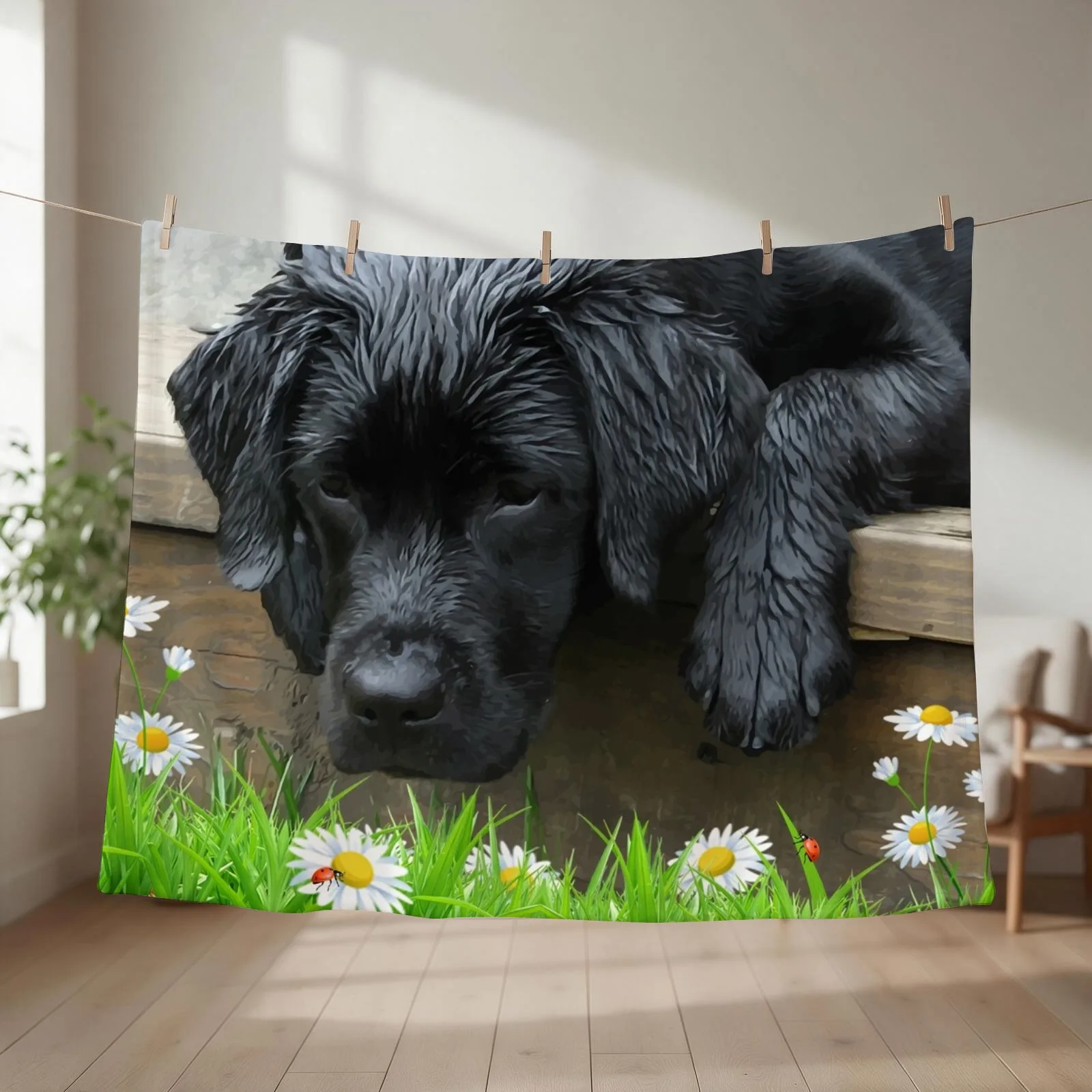 New Appreciate the Little Things - Black Lab & Ladybug Throw Blanket couch cozy soft plush fuzzy picnic outdoor blanket