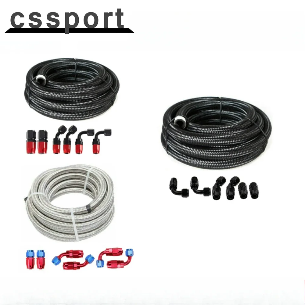 

CPE 16FT Universal AN10 AN6 Fitting Stainless Steel Nylon Braided Oil Fuel Hose Line Kit