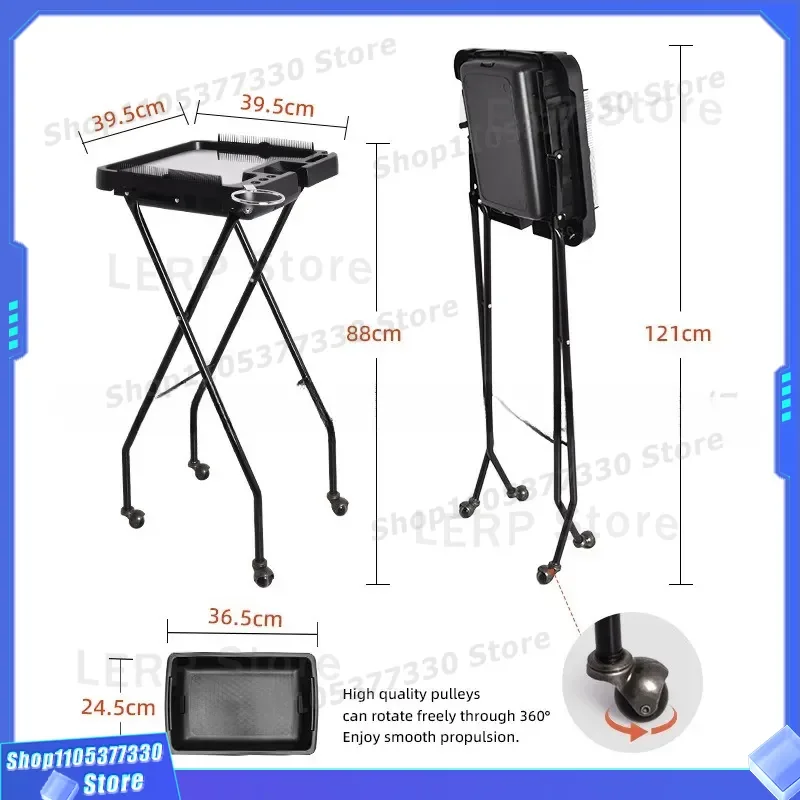 Foldable Magnetic Hair Extension Trolley Mobile Barber Cart for Salon Dyeing Professional Wholesale Styling Tool Rack Mobile