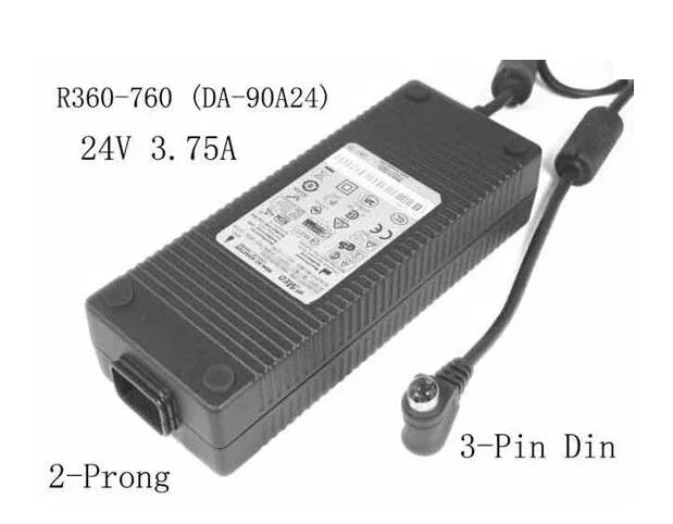 Power Adapter R360-760(DA-90A24), 24V 3.75A, 3-Pin Din, 2-Prong