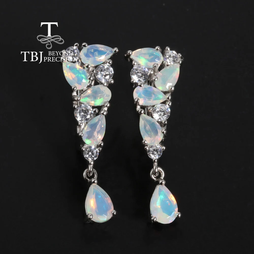 

Colorful October Birthstone natural Opal sterling silver earrings Precious Rare gems fine jewelry women's anniversary gift