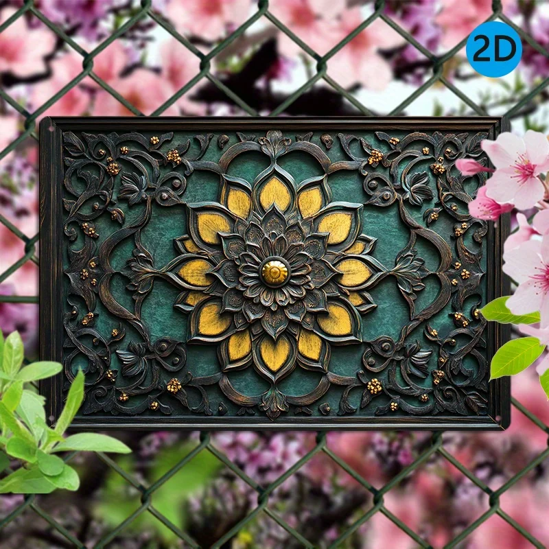 

Aluminum Metal Wall Art Decor, Weather-Resistant 3D Embossed Floral Design, Pre-Drilled Aluminium Sign for Indoor, Outdoor Decor