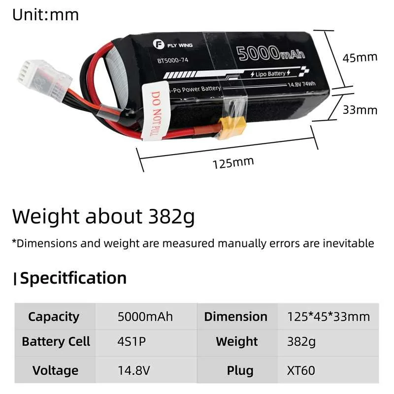 Flying Wing Wolf et FW450 V3, accessoires d'hélicoptère télécommandé, batterie 5000mAh