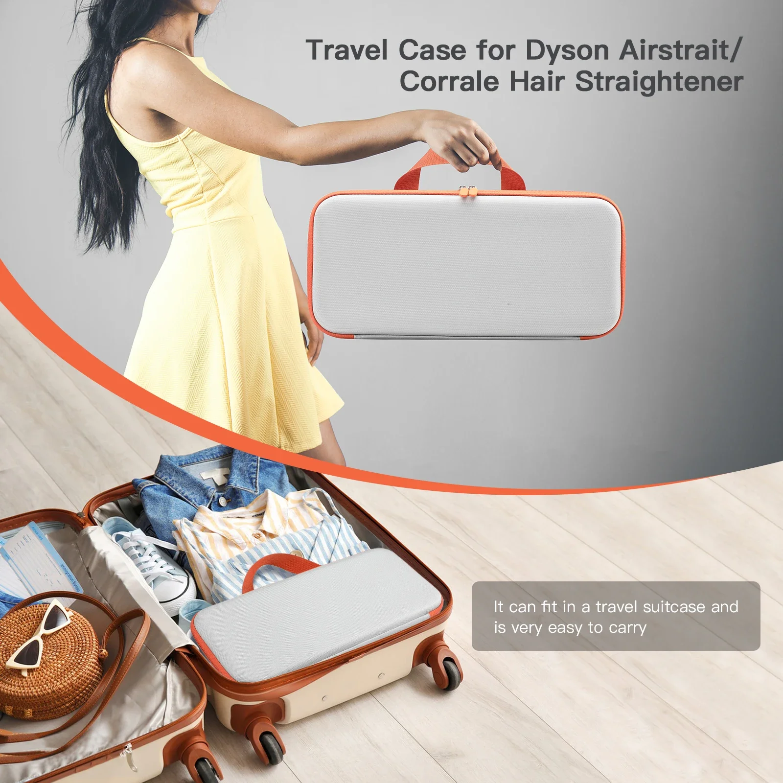 Hard Carrying Case for Dyson Airstrait HT01 Hair Straightener Corrale Hair Straightener Waterproof Portable Travel Storage Bag