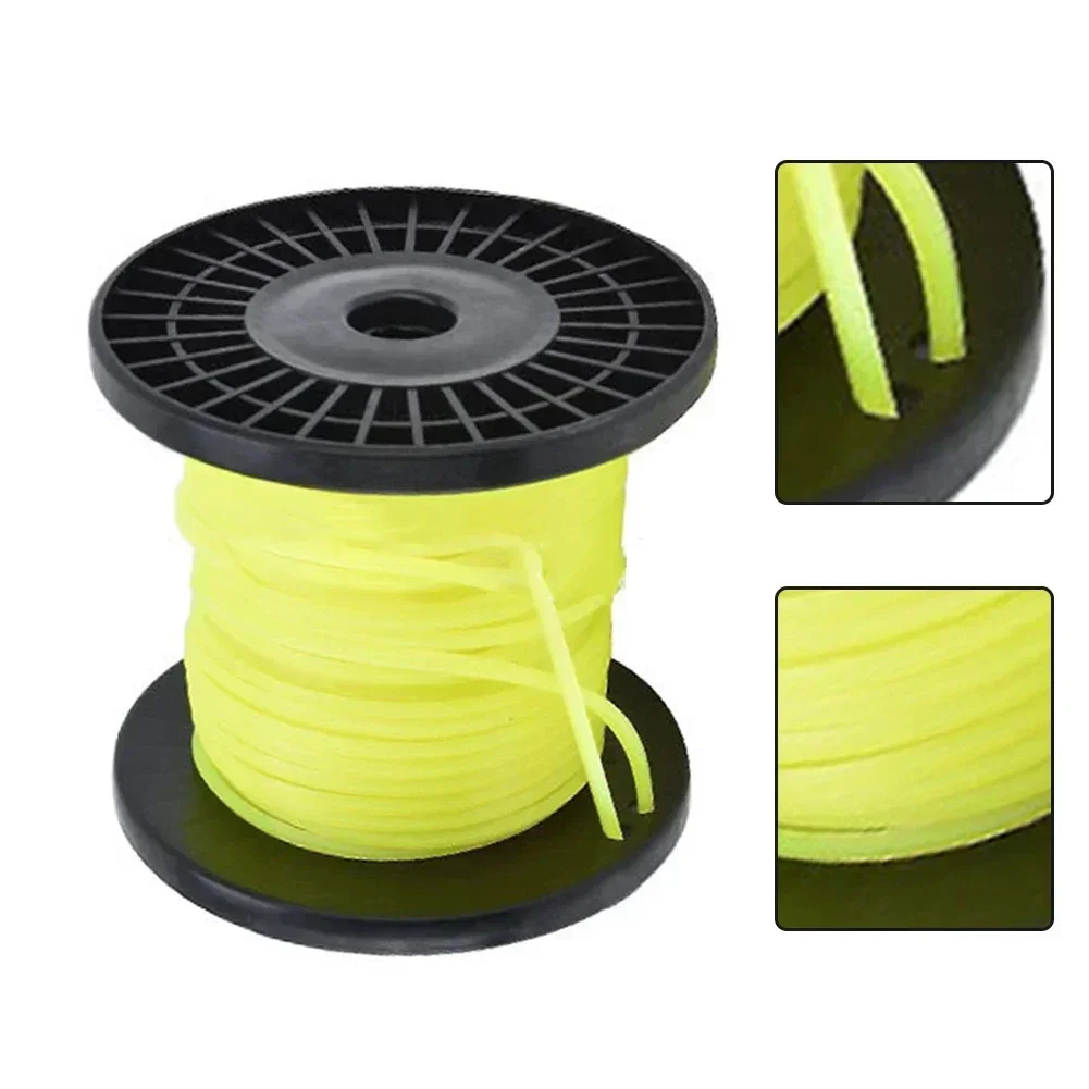 Spare Yellow Square Trimmer Line Wire For Grass Brushcutters Nylon 3mm X 100m Grass Trimmer Garden Power Tools